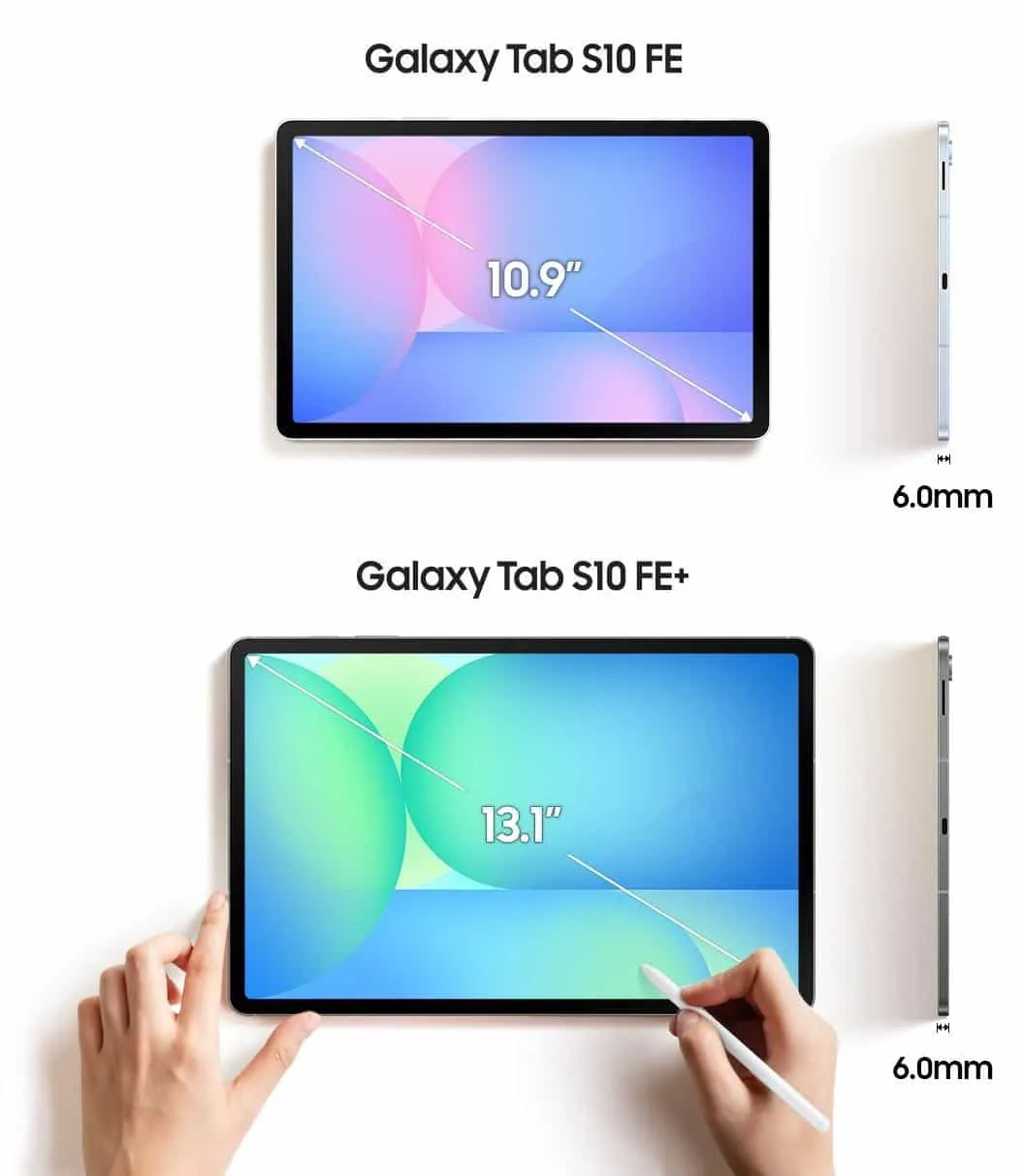 Samsung Galaxy Tab S10 FE и S10 FE Plus пресс-рендеры