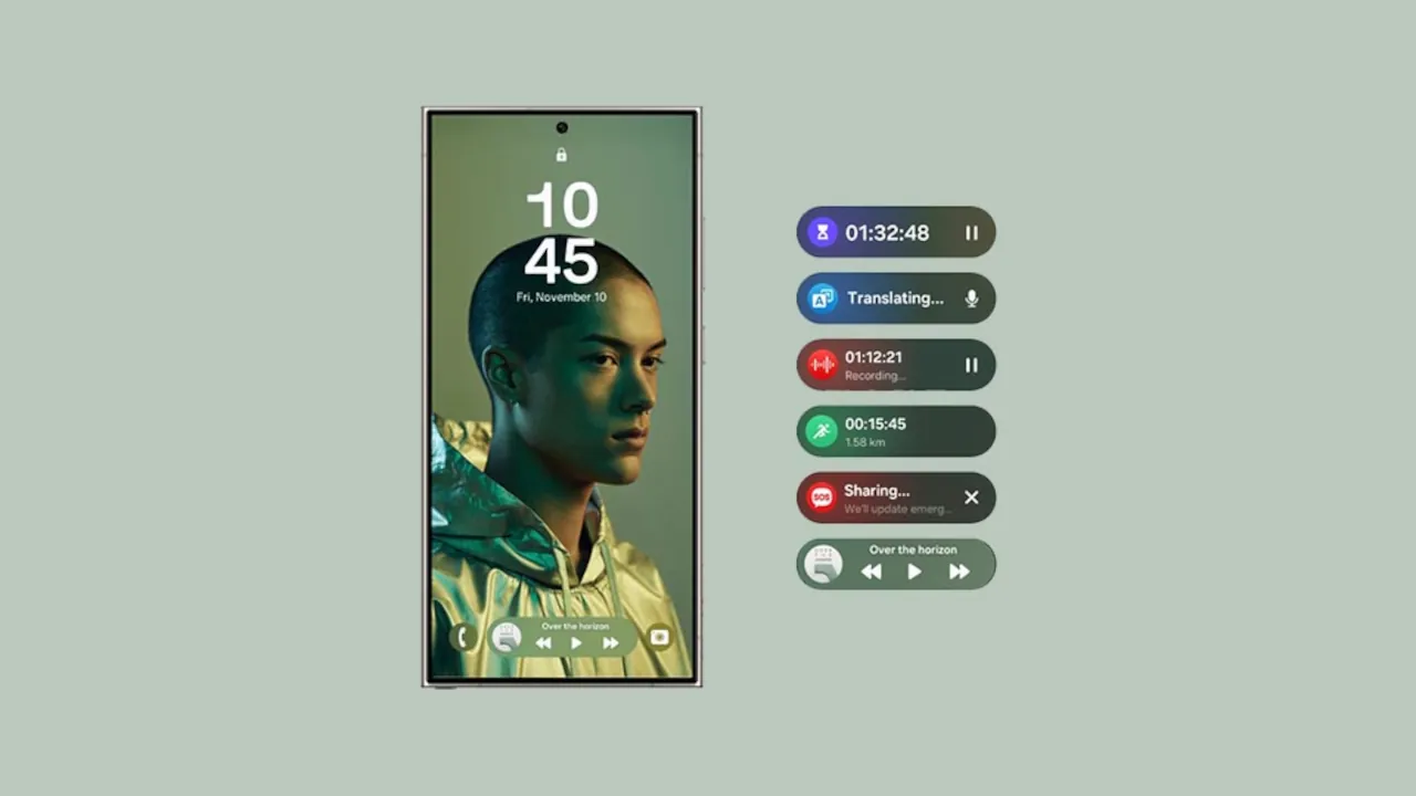 Now Bar в One UI 7: поддержка сторонних приложений