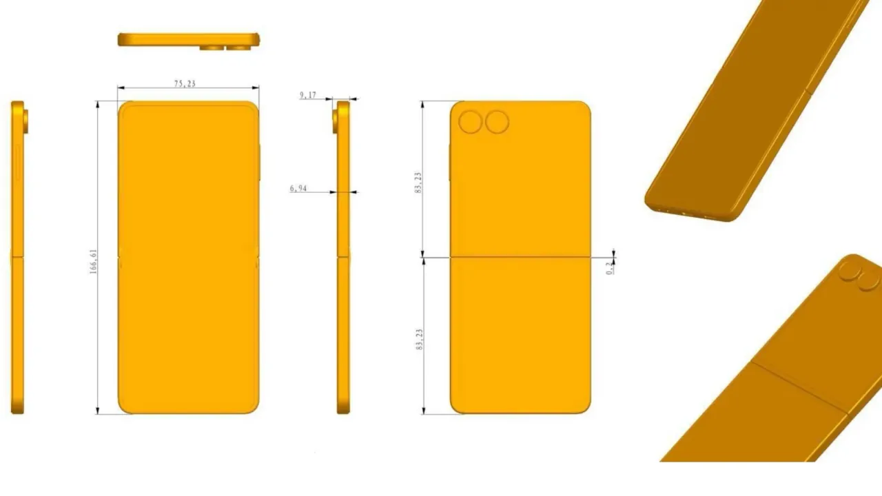 Samsung Galaxy Z Flip 7 CAD рендер