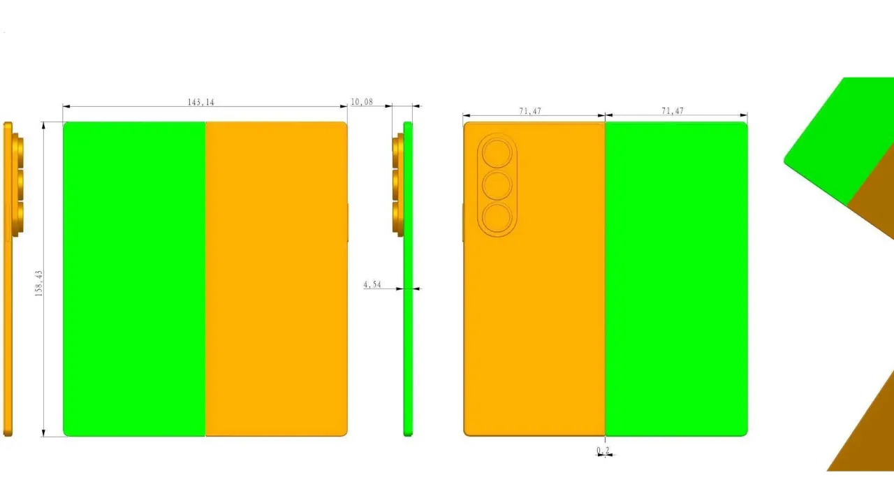 Samsung Galaxy Z Fold 7 CAD рендер