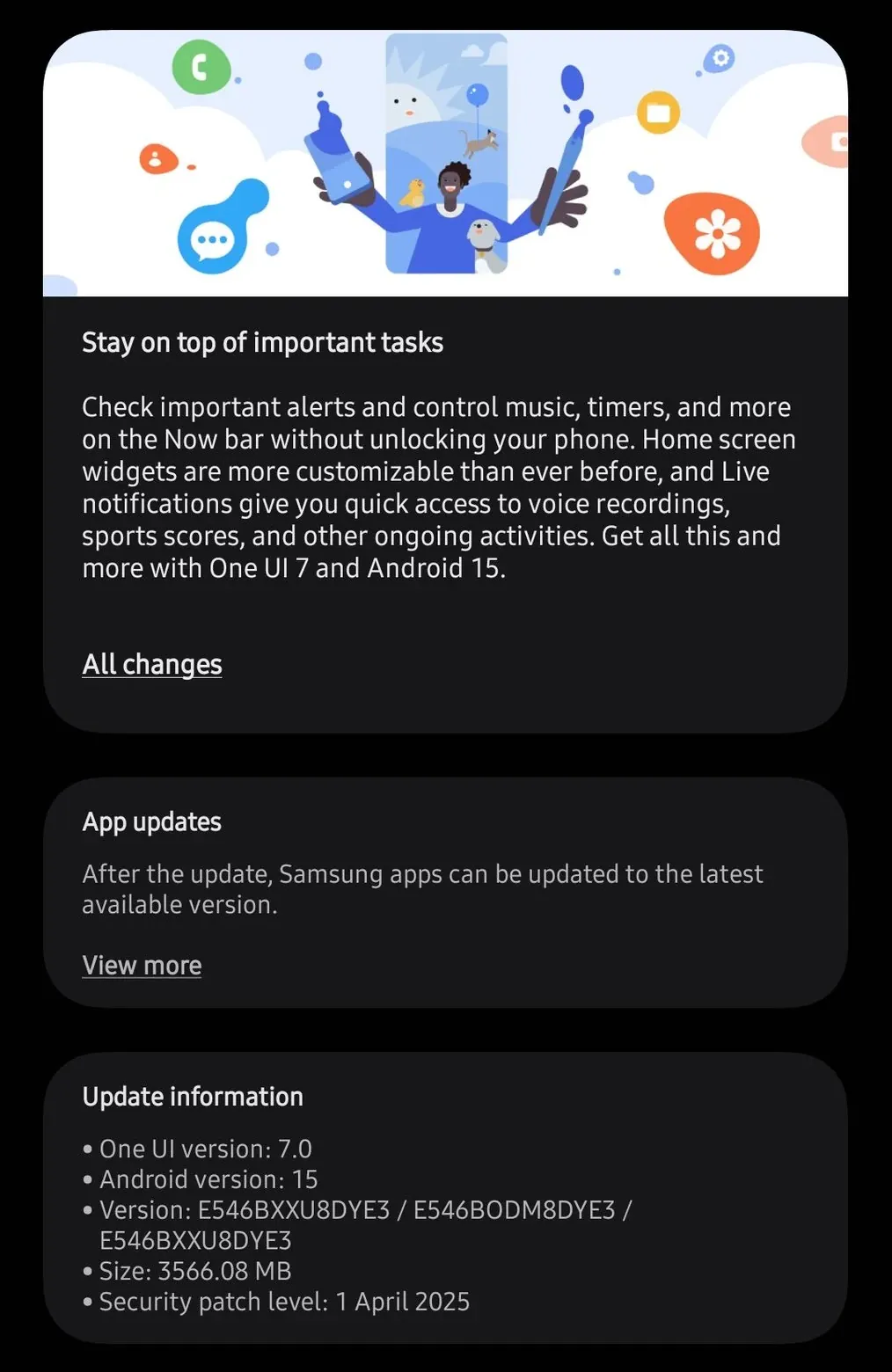 Samsung Galaxy F54 обновление One UI 7.0 (Android 15) Индия