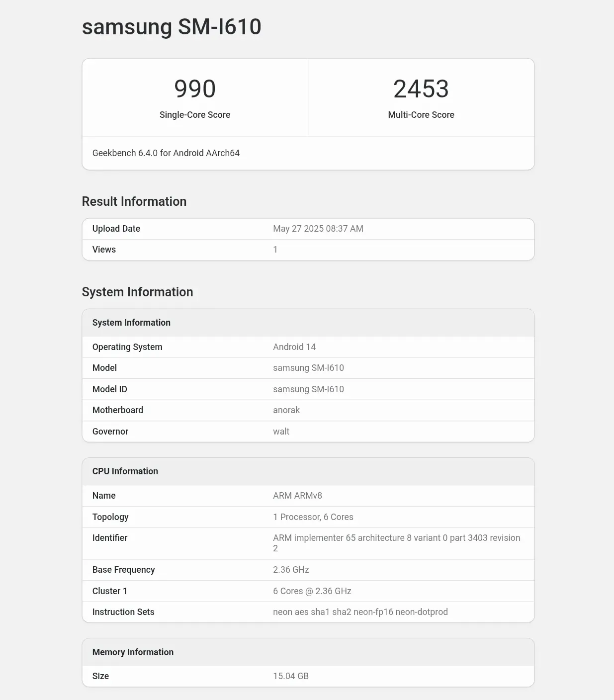 Samsung Galaxy XR гарнитура Project Moohan Snapdragon XR2+ Gen 2 Geekbench