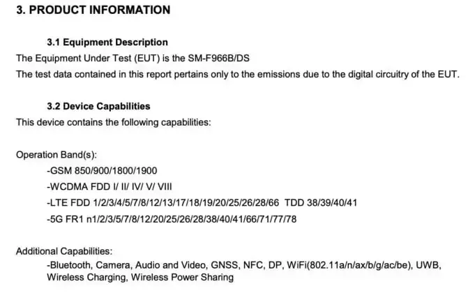 Samsung Galaxy Z Fold 7 FCC