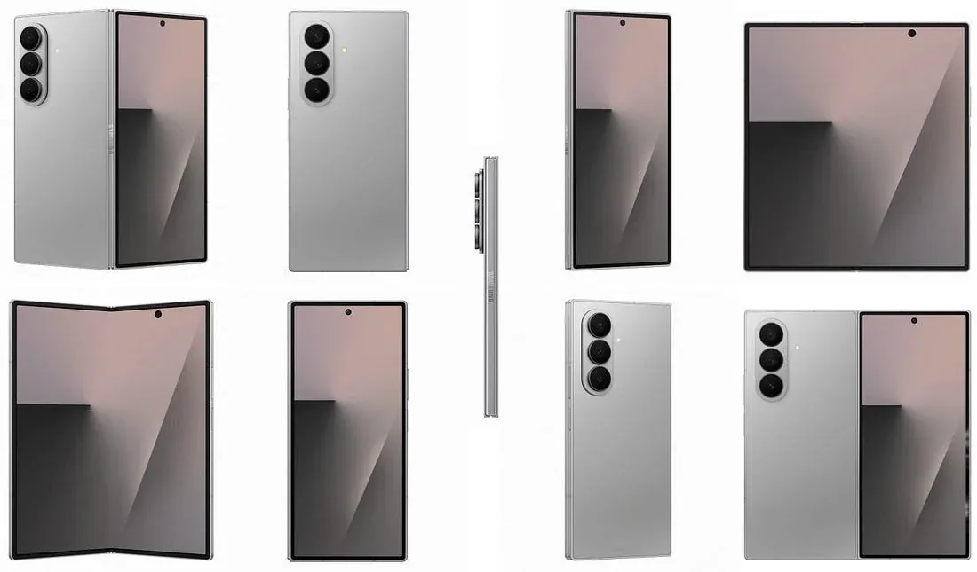 Samsung Galaxy Z Fold 7 рендер Silver Shadow