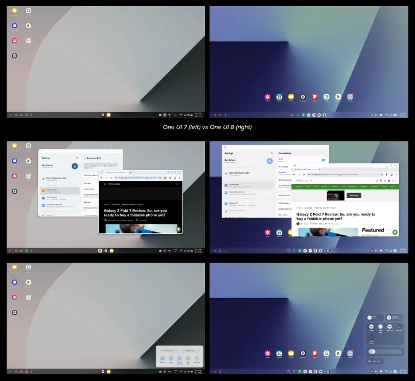 Samsung DeX One UI 7 vs One UI 8